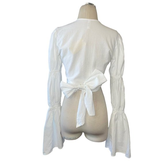 NWT Bananhot X REVOLVE Tie Front Top in White Small - Picture 7 of 11